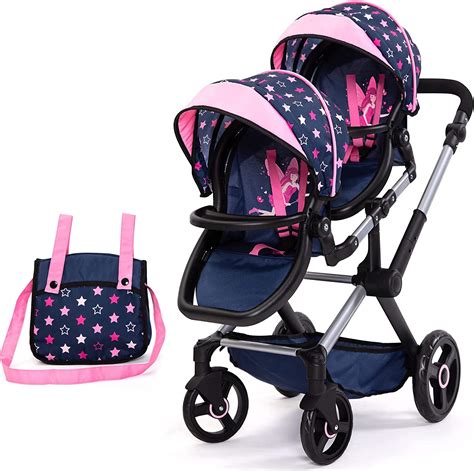 Bayer Twin Dolls Pram Xeo Dark Blue Pink Fairy Baby Stroller