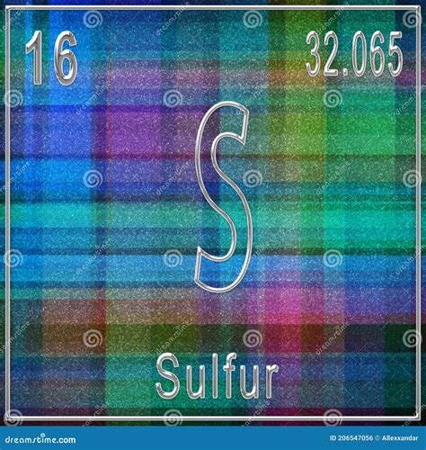 Anzeichen Von Chemischen Elements Schwefel Mit Ordnungszahl Und