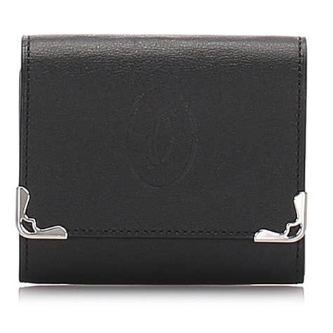 Cartier Vintage Leather Must De Cartier Coin Pouch Black Patent