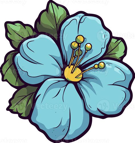 Blue Hibiscus Flower Art Floral Decorative Illustration For Invitation