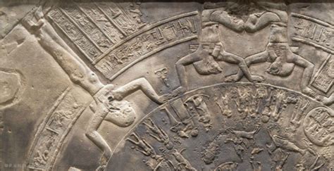 The sandstone Dendera Zodiac comes from the ceiling of the Temple of ...