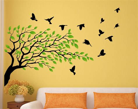 Tree Wall Painting With Birds Vanda Stamps