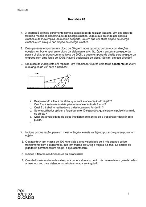 Cin Tica E Revis Es Para O Teste Revis Es A Energia