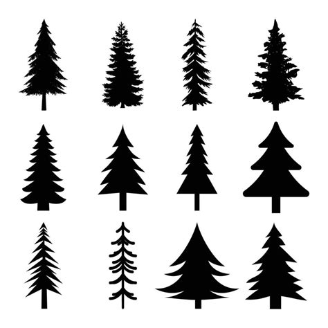 12 Professional Pine Trees Silhouette Set 4 22086805 Vector Art At Vecteezy