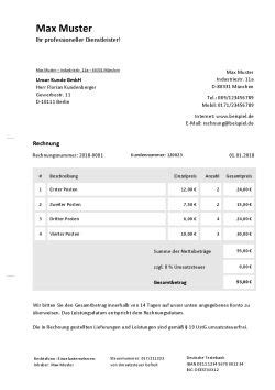 Rechnung Kleinunternehmer Online Schreiben Vorlage