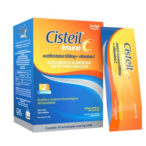 Cisteil Imuno C Acetílcisteína 600Mg Vitamina C 10 Envelopes de 3G