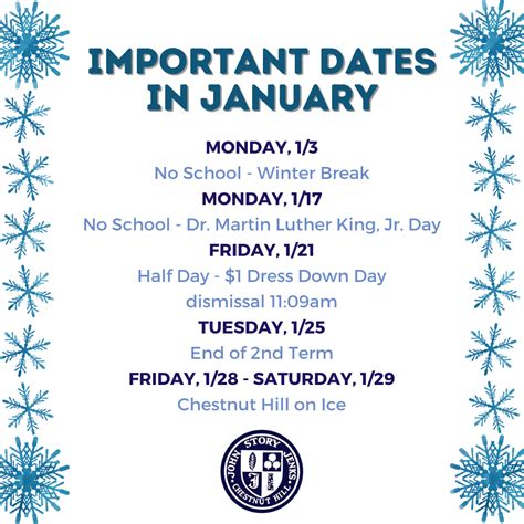 IMPORTANT DATES IN JANUARY – John S. Jenks School