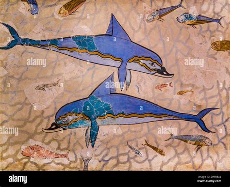 Dolphin Frescoes In The Queens Bath At Knossos 1600 1400 Bc