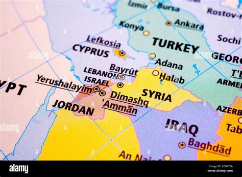 Map photography of Syria, Iraq, Jordan, Turkey Stock Photo - Alamy