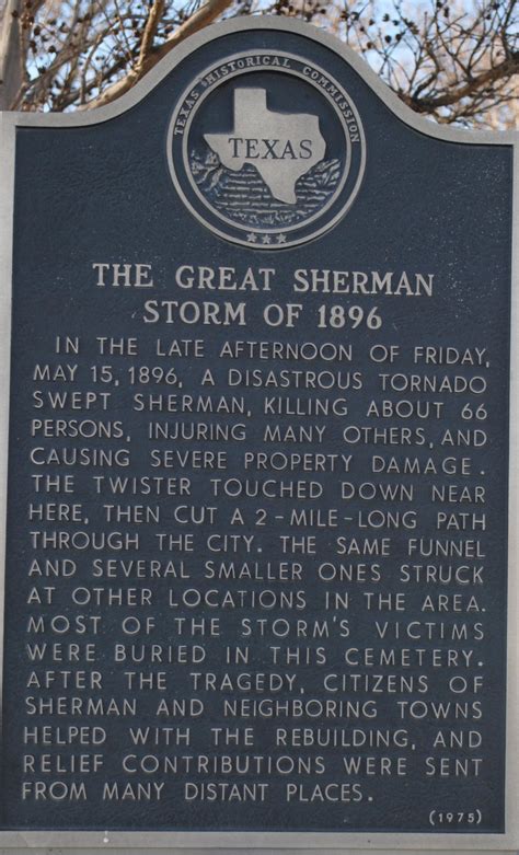 Texas Historical Commission Marker The Great Sherman Storm Of 1896