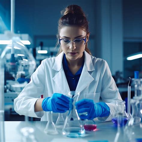 Premium Photo A Female Doctor Scientist Examining Toxic Liquid In