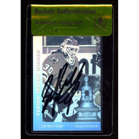 Ed Belfour Signed Upper Deck Award Winner Holograms Aw Bgs