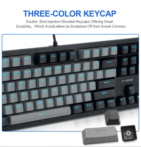 E YOOSO K620 USB Teclado de Jogo Mecânico Azul Interruptor 87 Chave