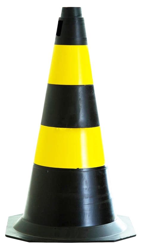 Cone 50 Cm Em Pvc Sinalização Cor Preto E Amarelo Kit Com 10 R 109