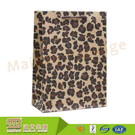 China Manufacturer Custom Logo Leopard Design Print Recycled Brown