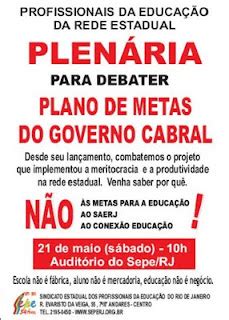 SEPE REGIONAL IV Sepe realiza plenária sobre o Plano de Metas Cabral