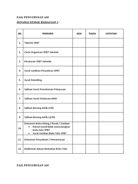 Senarai Semak Fail Spbt Pdf