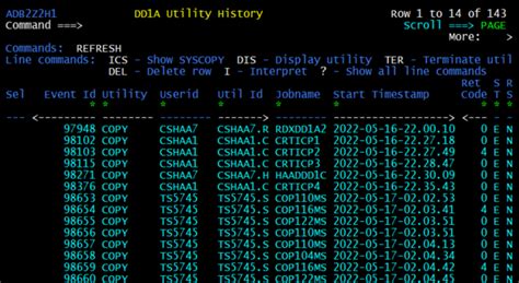 Db2 Administration Tool 131 Managing Utility History