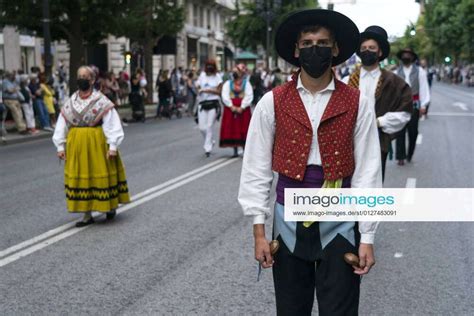 Institutions Day In Santander A Group Of People Parade With Regional