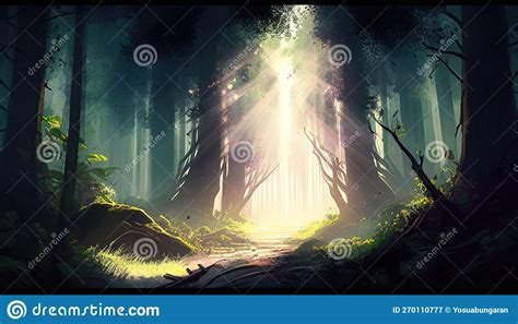 A Mystical Illustration of Light Streaming through the Forest, a ...