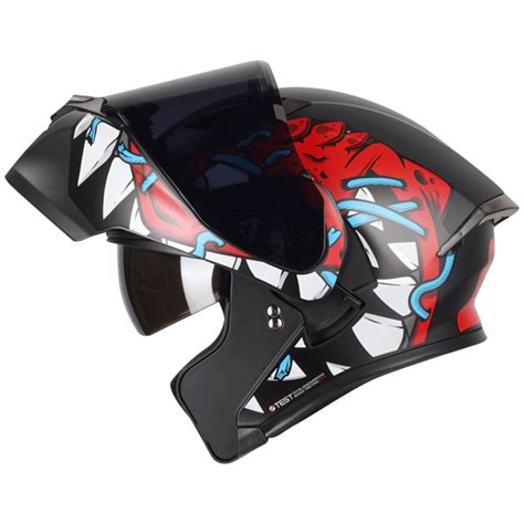 Casco Abatible Ich Dinopet Negro Mate Rojo Visor Humo Cascos Pb