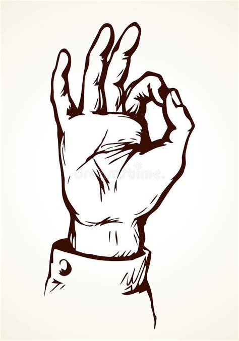 Hand Shows Ok Vectortekening Vector Illustratie Illustration Of