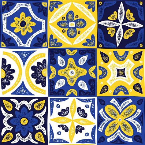 Portuguese Azulejos tile seamless pattern. Hand draw abstract floral ...