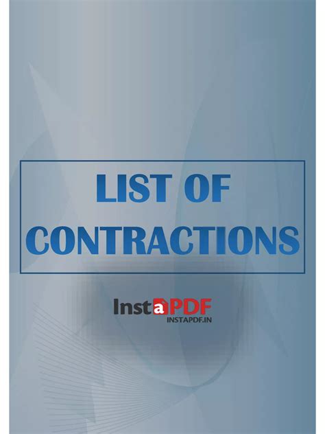 List of Contractions PDF - InstaPDF