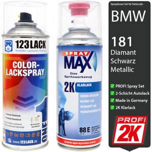 Autolack Spraydosen Set 2K Klarlack BMW DIAMANTSCHWARZ 181 Metallic