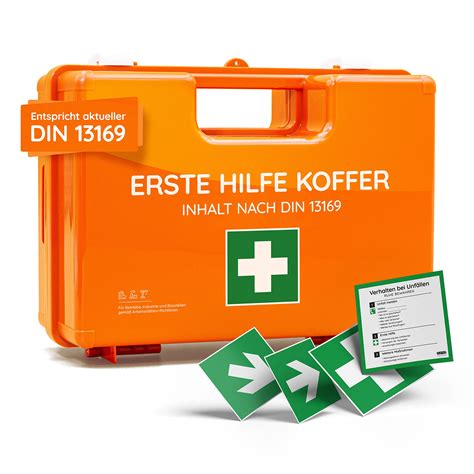 Erste Hilfe Koffer DIN 13169 2021 Gefüllt inkl Wandhalterung und