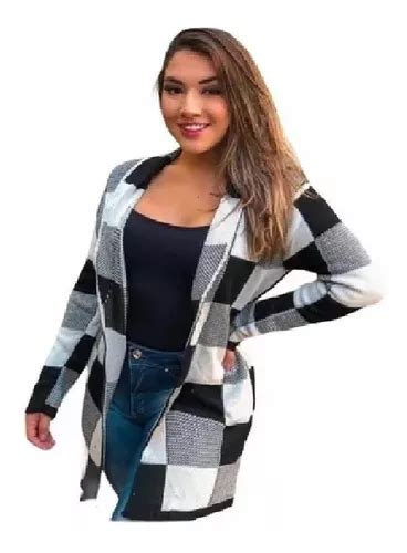 Sobretudo Kimono Xadrez Tricot Grosso Inverno Frete grátis