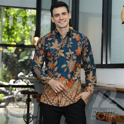 Men S Traditional Indonesia Batik Shirt Long Sleeve Parang Premium