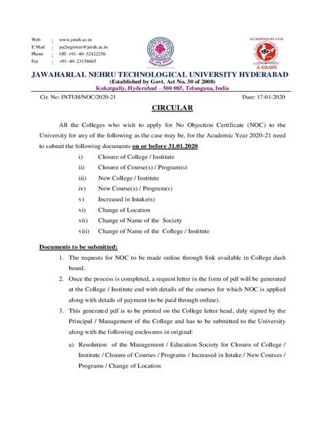 Fillable Online Jawaharlal Nehru Technological University Hyderabad Fax Email Print Pdffiller