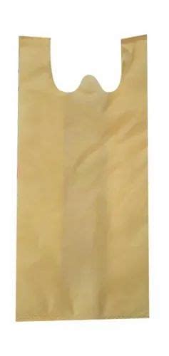 Plain Light Yellow Non Woven W Cut Bag For Grocery Size Dimension