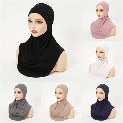 Soft Jersey Cotton Hijab Undercap Islam Instant Underscarf Solid Neck