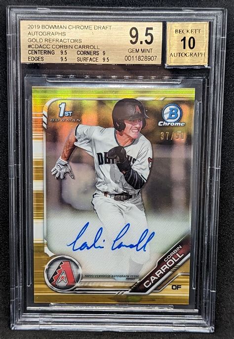 Bowman Chrome Rookie Corbin Carroll Gold Refractor Auto Rc