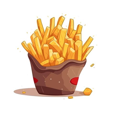 Premium Vector French Fries In A Red Carton Box Isolated On White Cartoon Illustration Design