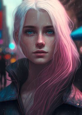 Pink And White Hair Girl Poster By SAIDI ARTWORKS Displate