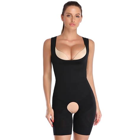 Women Magic Full Body Shaper Thigh Slimmer Slimming Bodysuit Open Bust