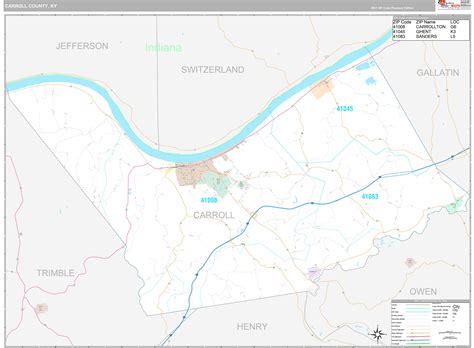 Carroll County Ky Wall Map Premium Style By Marketmaps Mapsales