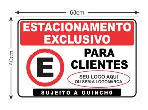 Placa Estacionamento Exclusivo Para Clientes