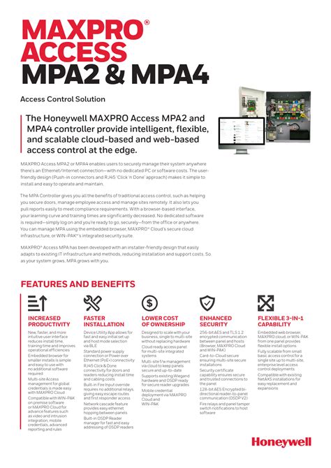 Honeywell Mpa2 Access Control Panel Owners Manual