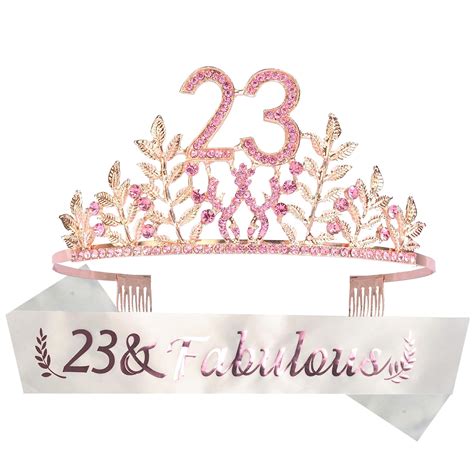 DORADREAMDEKO 23rd Birthday Sash And Tiara For Women Fabulous Set