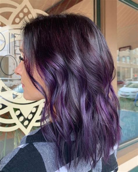 eggplant hair color balayage - Danyel Berube