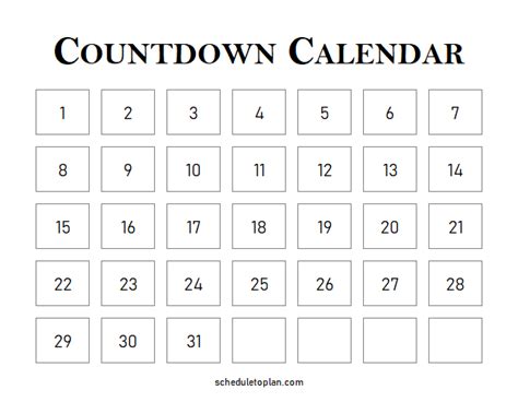 Countdown Printable Calendar