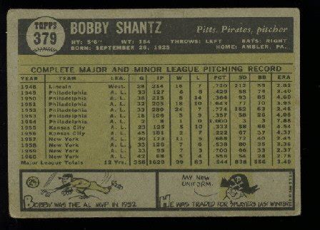 Topps Bobby Shantz Pittsburgh Pirates Baseball Cards