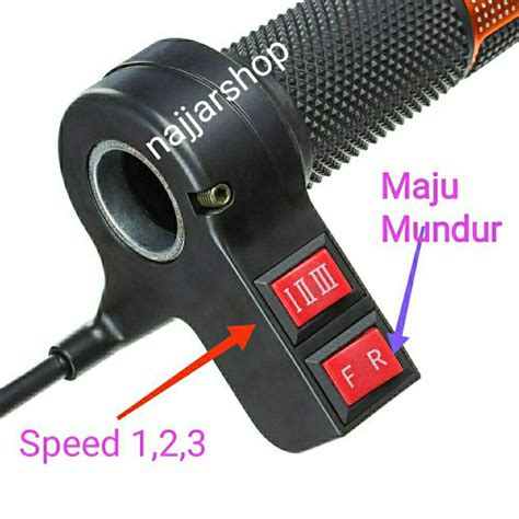 Jual Najjarshop Handle Gas Throttle Sepeda Listrik 12v 72v 3 Speed