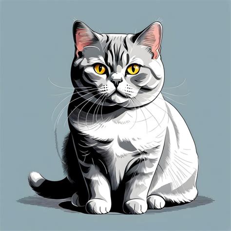 Premium Ai Image Line Drawings About A British Shorthair Cat With A