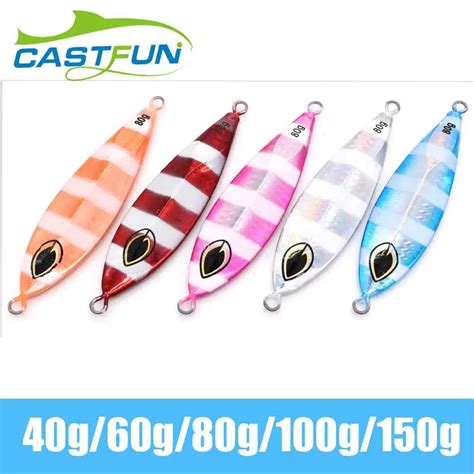 Slow Jig Glow Zebra Jigging Lure 5pcs Lot 40g 60g 80g 100g 150g Metal