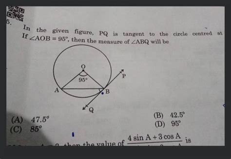 In The Given Figure PQ Is Tangent To The Circle Centred At If AOB 95